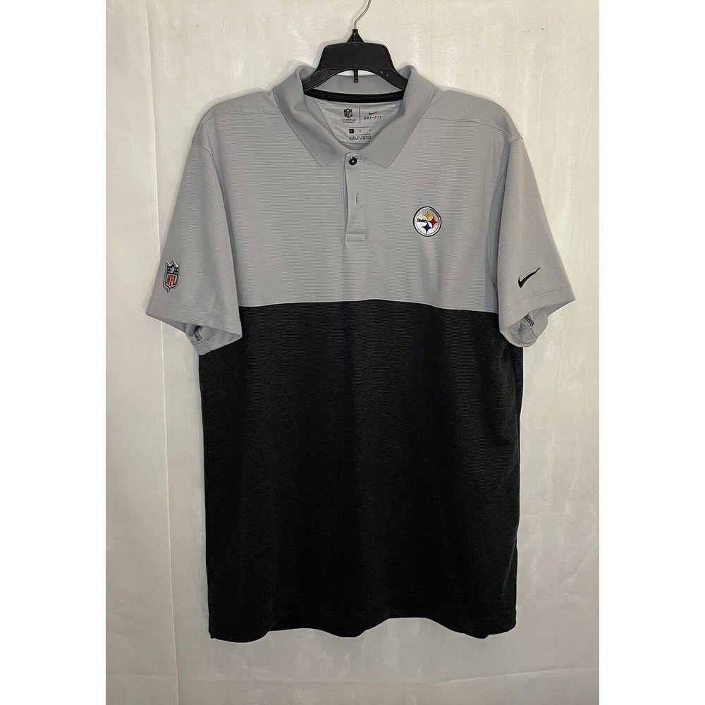 Nike DriFit Mens Pittsburgh Steelers NFL On Field Apparel Polo Shirt Large Golf